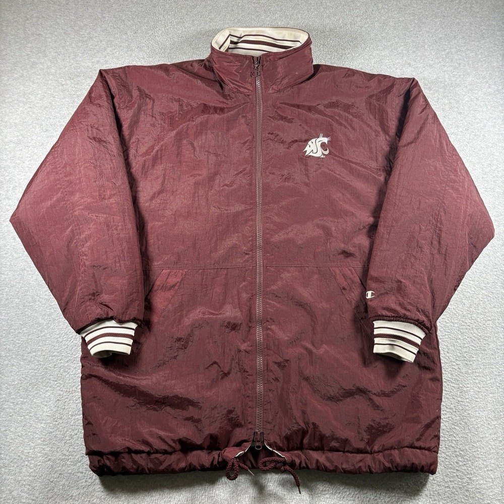 Vintage 90s Champion Washington State Cougars Jacket Men Large Padded Parka WSU